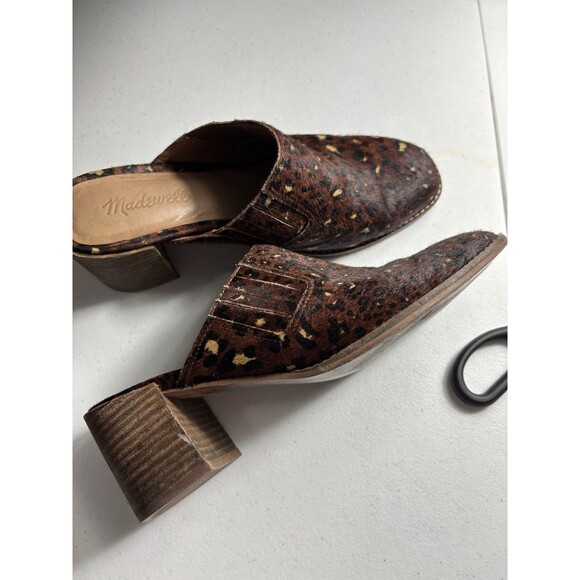 Madewell The Carey Block Clog Mule in Painted Leopard Calf Hair Squared Toe 8 - Picture 10 of 16